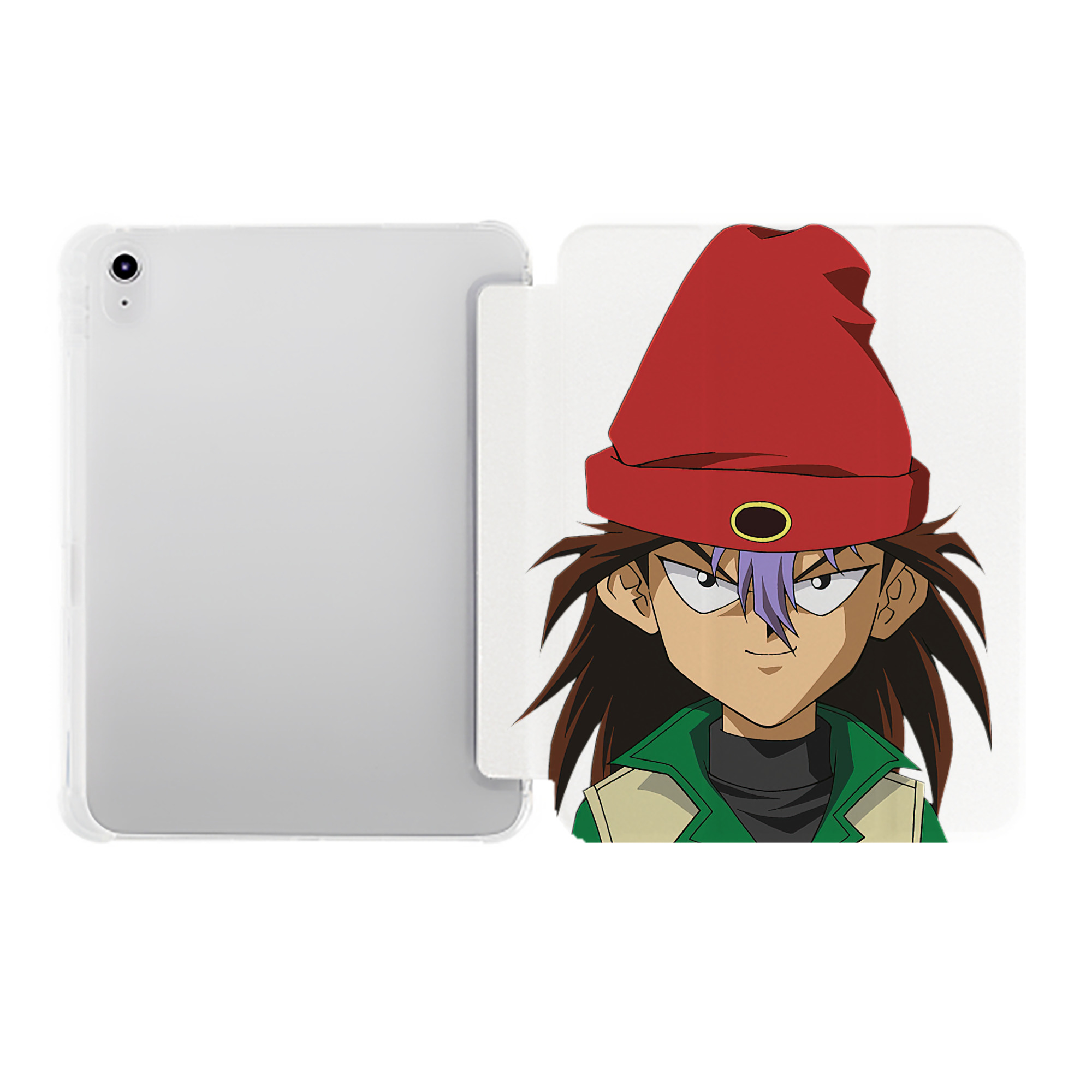 （画像用） 遊☆戯☆王 Yu-Gi-Oh! IPad ケース ペン収納付き 三つ折りスタンド PUレザー×シリコン 対応機種9.5/10.5/10.9インチ